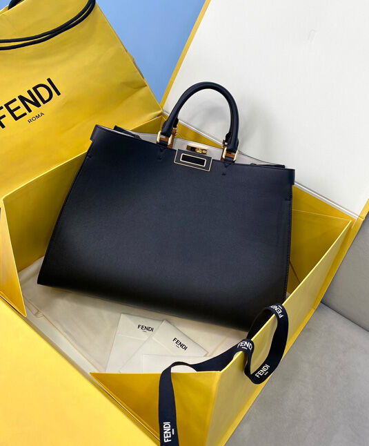 Fendi Peekaboo X Tote Leather Bag 8BH374 Black